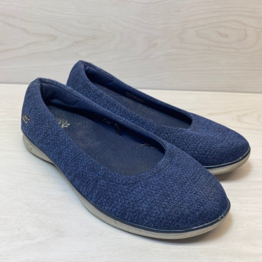 Skechers Womens 8 GOstep Lite Flats Blue Textile Goga Max 14479 Walking Shoes